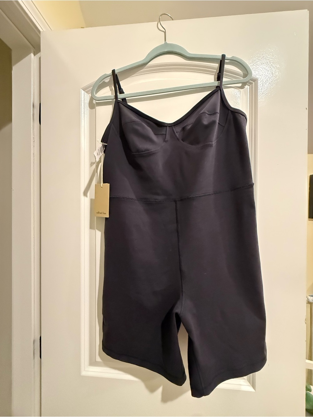 Wilfred Black Shaping Jumpsuit Romper with Slim Straps